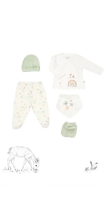 Yeşil Ekru Tiny Bird 5li Organik Hastane çıkışı