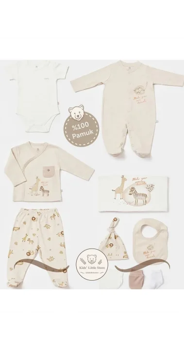 10 Lu Animals Kingdom %100 Pamuk Hastane Çıkışı Yenidoğan (56 CM)