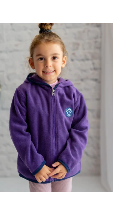 Mor Fermuarlı Polar Sweatshirt / Hırka (3-14 Yaş)