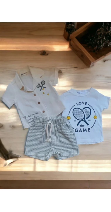 Erkek Çocuk 3 lü Keten Takım ( 6-24 Ay)