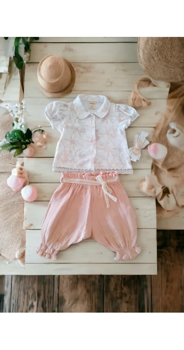 Çicekli Kız Bebel İkili Takım ( 9 - 24 Ay )