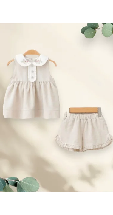 Miomini Bebe Yaka Nakışlı Kız İkili Takım (6-24 Ay )