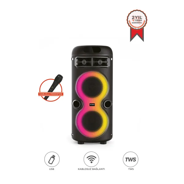 Bluetooth Hoparlör Rgb Işıklı Mikrofonlu Taşınabilir Speaker D41 Siyah