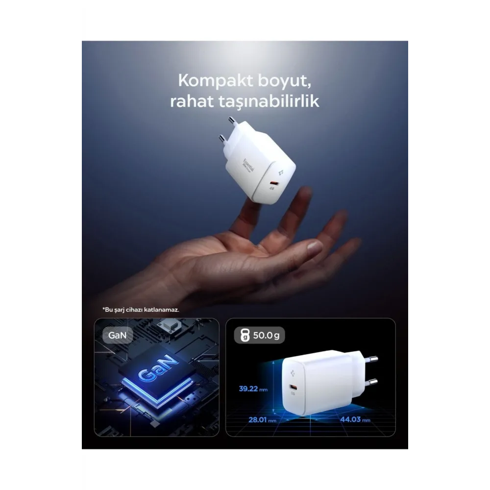 20W USB-C Mini Hızlı Şarj Aleti Şarj Isısını Düşürür GaN Destekli Akım Koruma Güç Adaptörü ACH08701