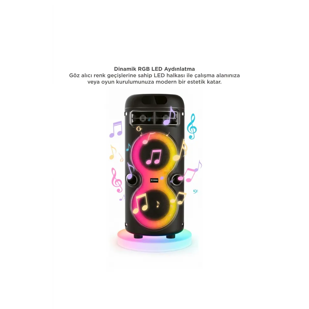 Bluetooth Hoparlör Rgb Işıklı Mikrofonlu Taşınabilir Speaker D41 Siyah