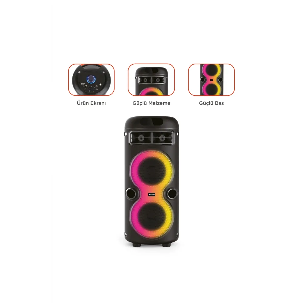 Bluetooth Hoparlör Rgb Işıklı Mikrofonlu Taşınabilir Speaker D41 Siyah