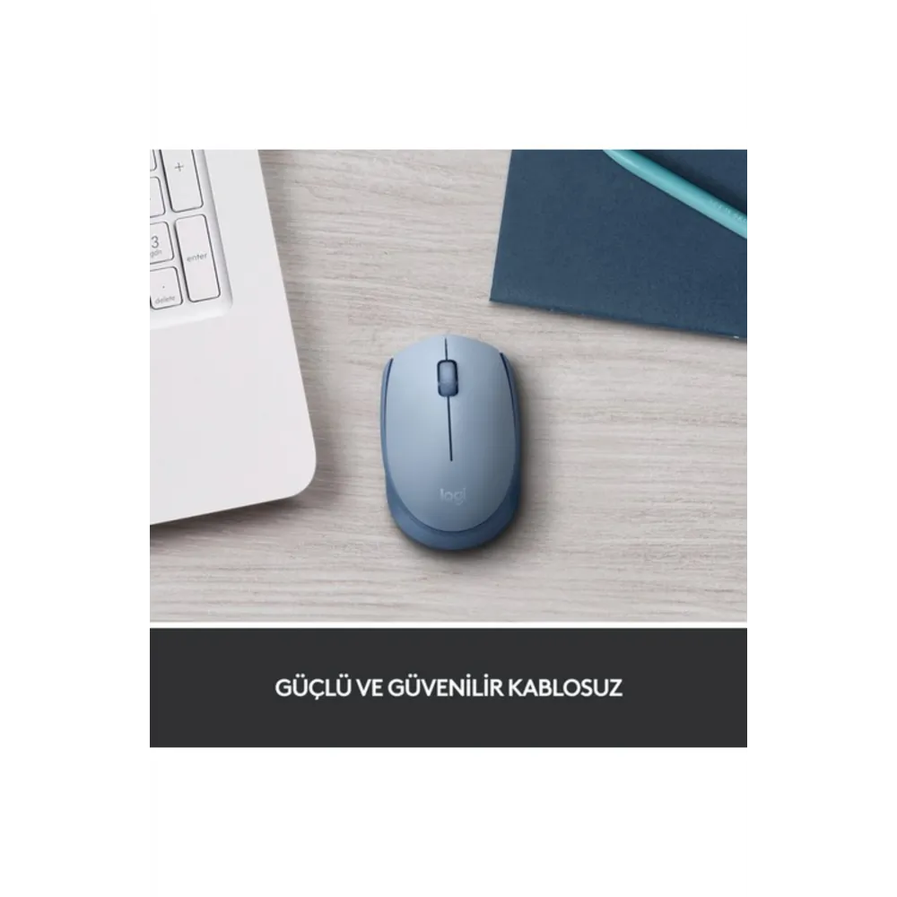 M171 USB Alıcılı Kablosuz Kompakt Mouse Açık Mavi 910-006866