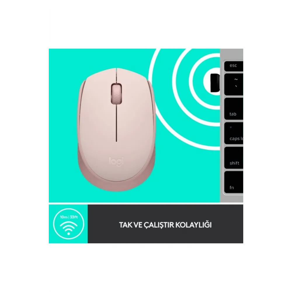 M171 USB Alıcılı Kablosuz Kompakt Mouse, Pembe 910-006865