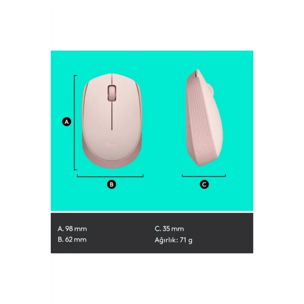 M171 USB Alıcılı Kablosuz Kompakt Mouse, Pembe 910-006865
