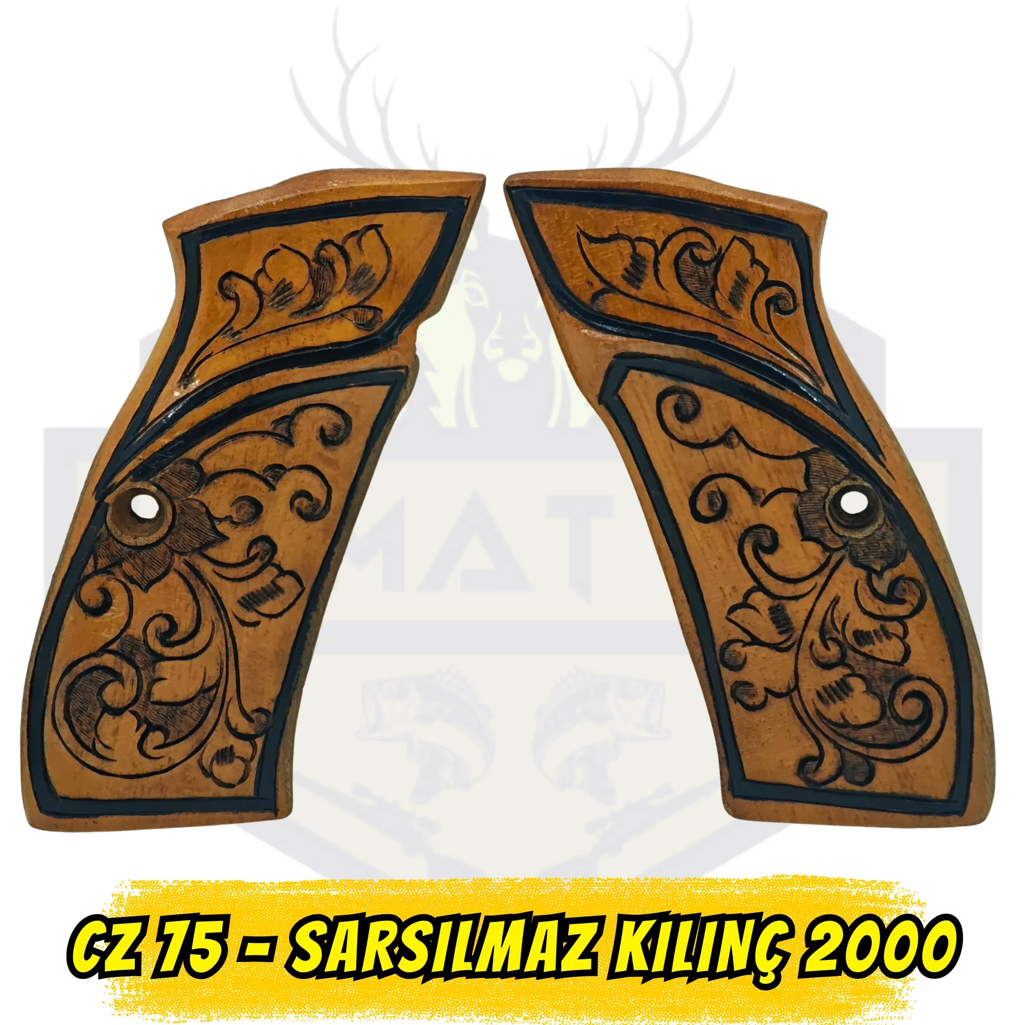 CZ 75 / Sarsılmaz Kılınç 2000 Uyumlu Yaprak Motifli Hakiki Ceviz Kabze