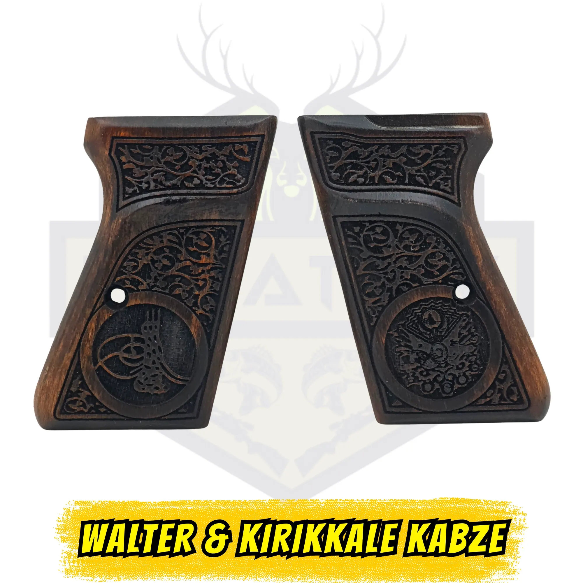 Walther PP / Kırıkkale 7.65 mm Tuğra & Osmanlı İşlemeli Hakiki Ceviz Kabze