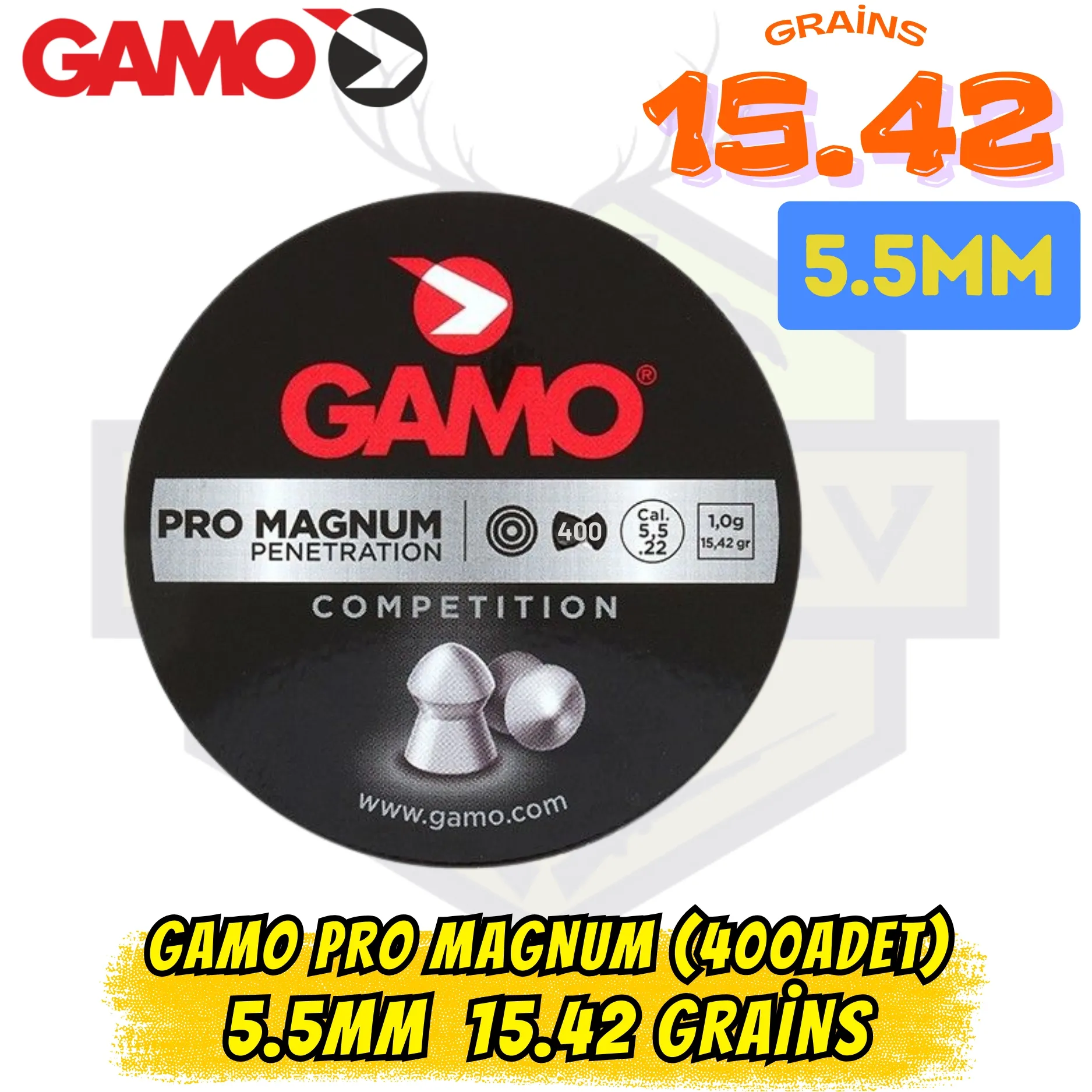 Gamo Pro Magnum 5.5mm Havalı Tüfek Saçması (400 Adet) - 15.42 Grain