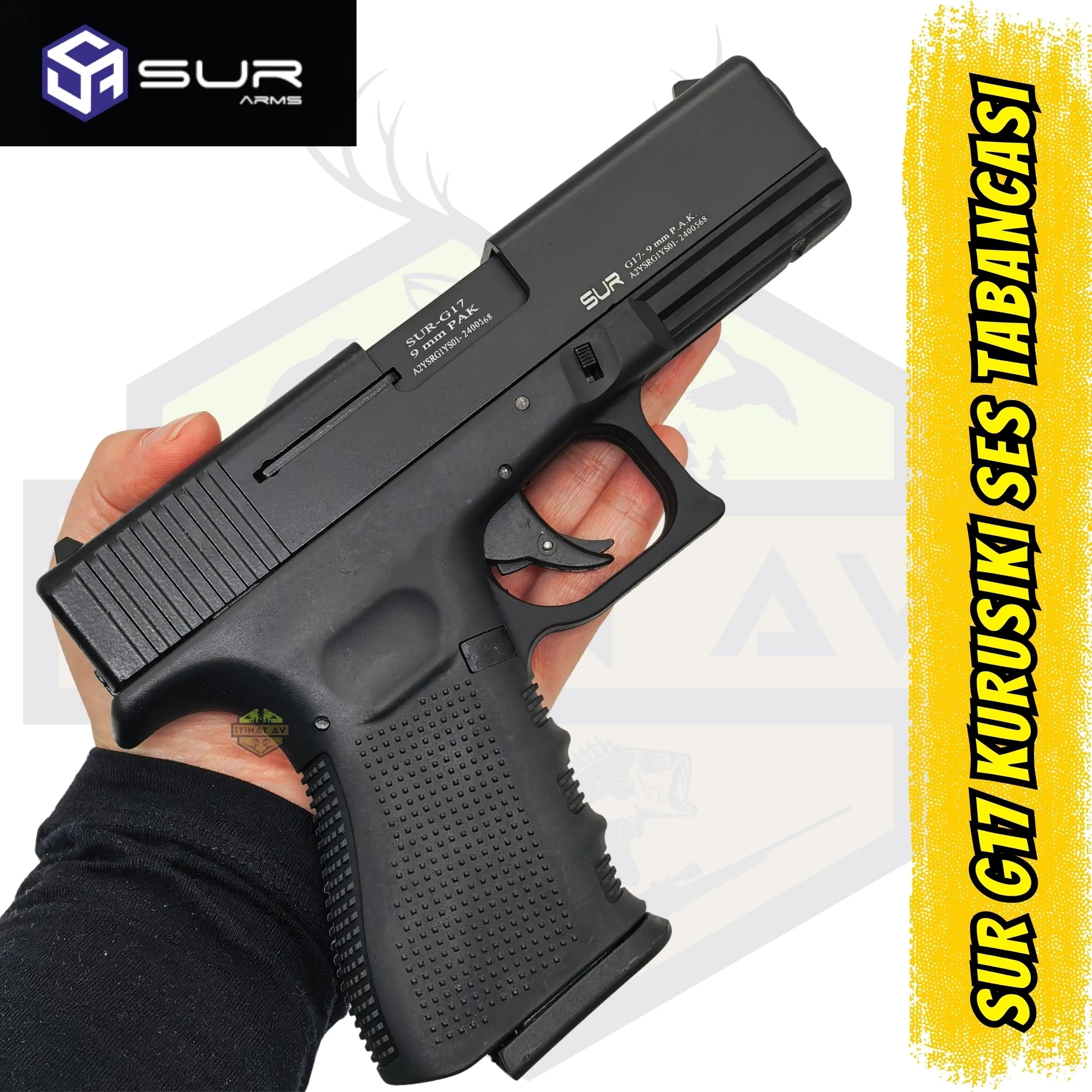 Sur G17 Kurusıkı Ses Tabancası (9 mm P.A.K. - Mat Siyah - Glock Tipi)