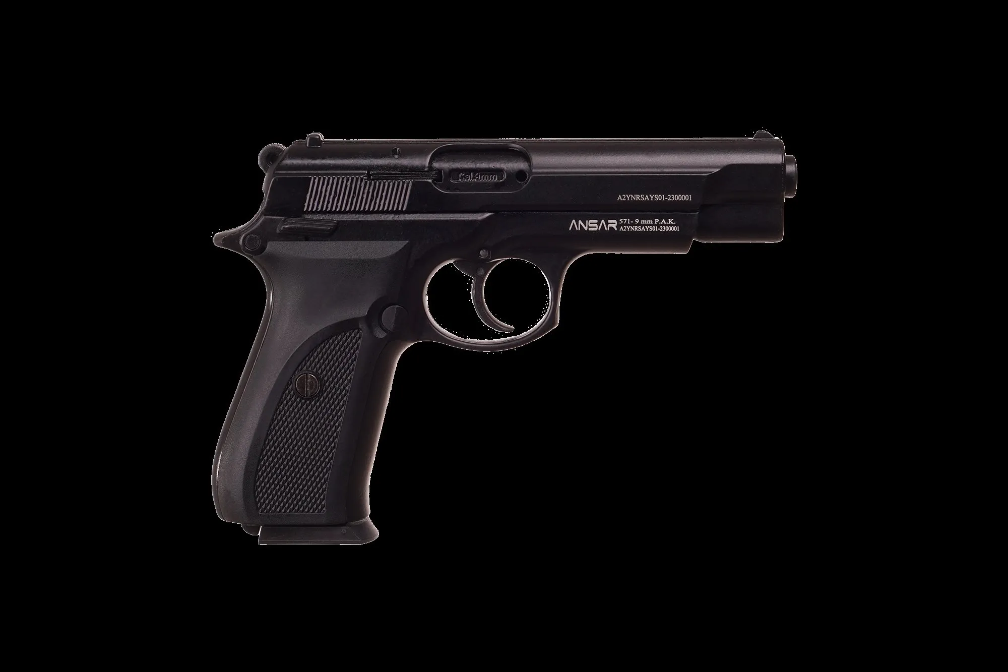 Sur 571 Kurusıkı Ses Tabancası (9 mm P.A.K. - Mat Siyah - 17+1 Şarjörlü)