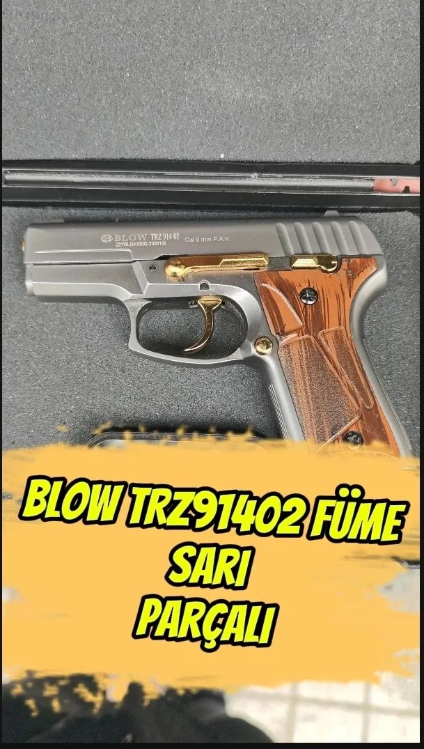 Blow TRZ91402 Kurusıkı Ses Tabancası Füme Sarı Parçalı (9 mm - 14+1 Şarjör)