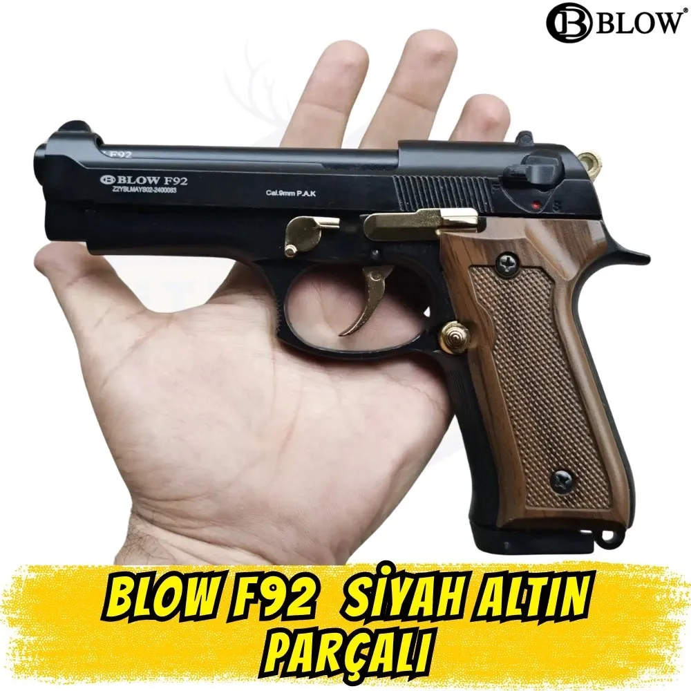 BLOW F92 Kurusıkı Ses Tabancası Siyah Altın Parçalı