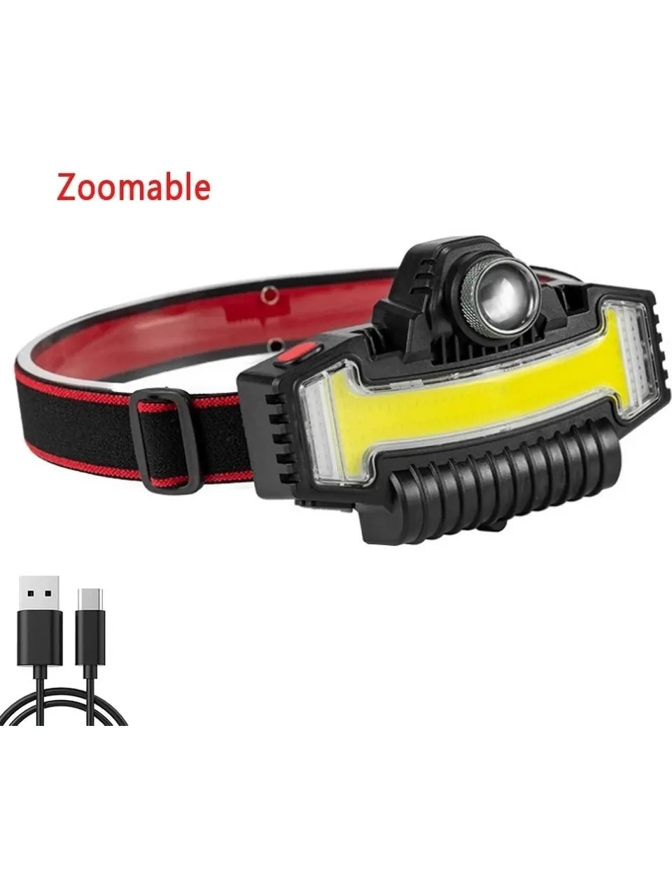 W685-1 Çok Fonksiyonlu LED + COB Şarjlı Kafa Lambası / Type-C Uzun Huzmeli Balıkçı Feneri