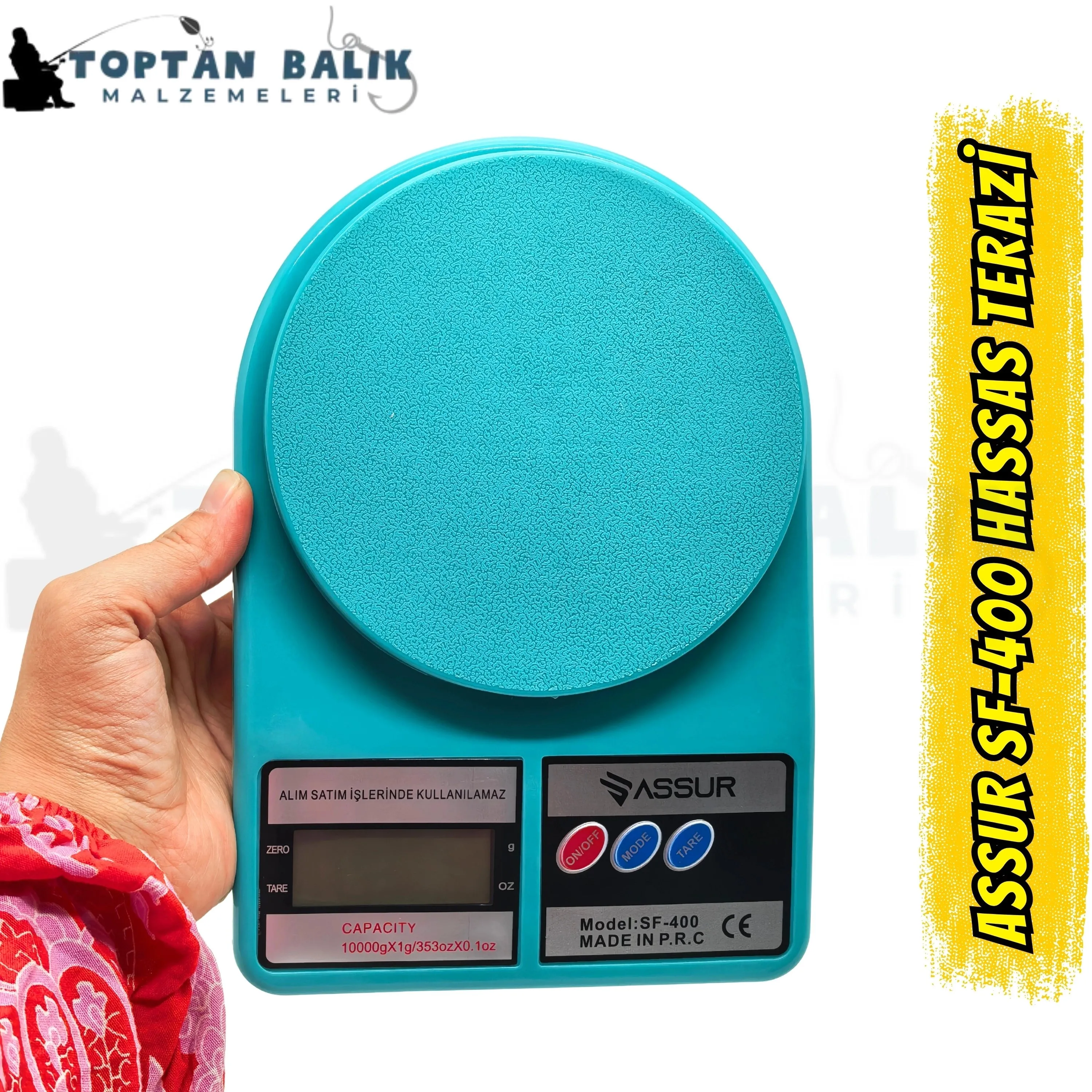 Assur SF-400 Dijital Hassas Mutfak ve Balıkçı Terazisi Mavi (10 Kg / 1 Gr) - Kurşun ve Malzeme Tartım Terazisi
