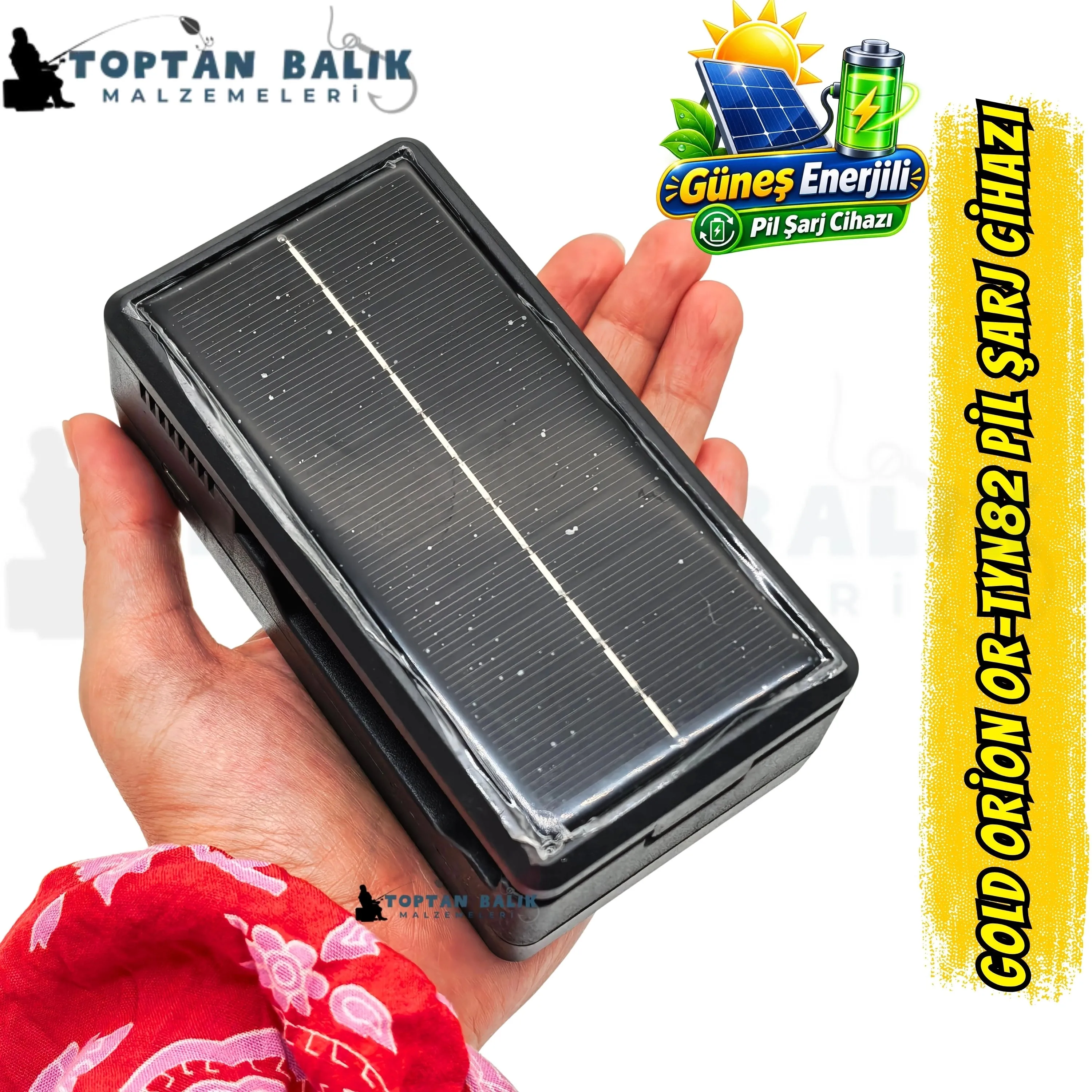 Gold Orion OR-TYN82 Solar Güneş Enerjili ve USB Girişli Çiftli Li-Ion Pil Şarj Cihazı