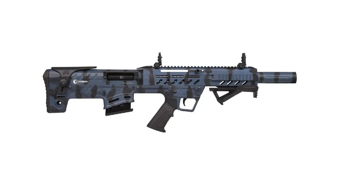 Toretto TB Bullpup Şarjörlü Yarı Otomatik Av Tüfeği (12 Kalibre - Ayarlanabilir Yanaklıklı - Spor Mavi)