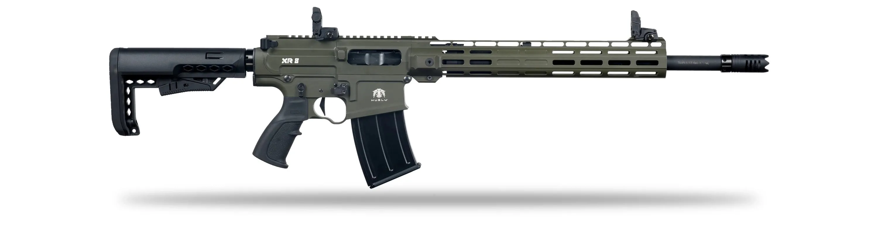 Huğlu XR 8 Pro Green Şarjörlü Av Tüfeği Siyah Yeşil Parçalı (12 GA - Gazlı Sistem - Ayarlanabilir Valf - Teleskopik Dipçik - 47 CM Mobil Şoklu)