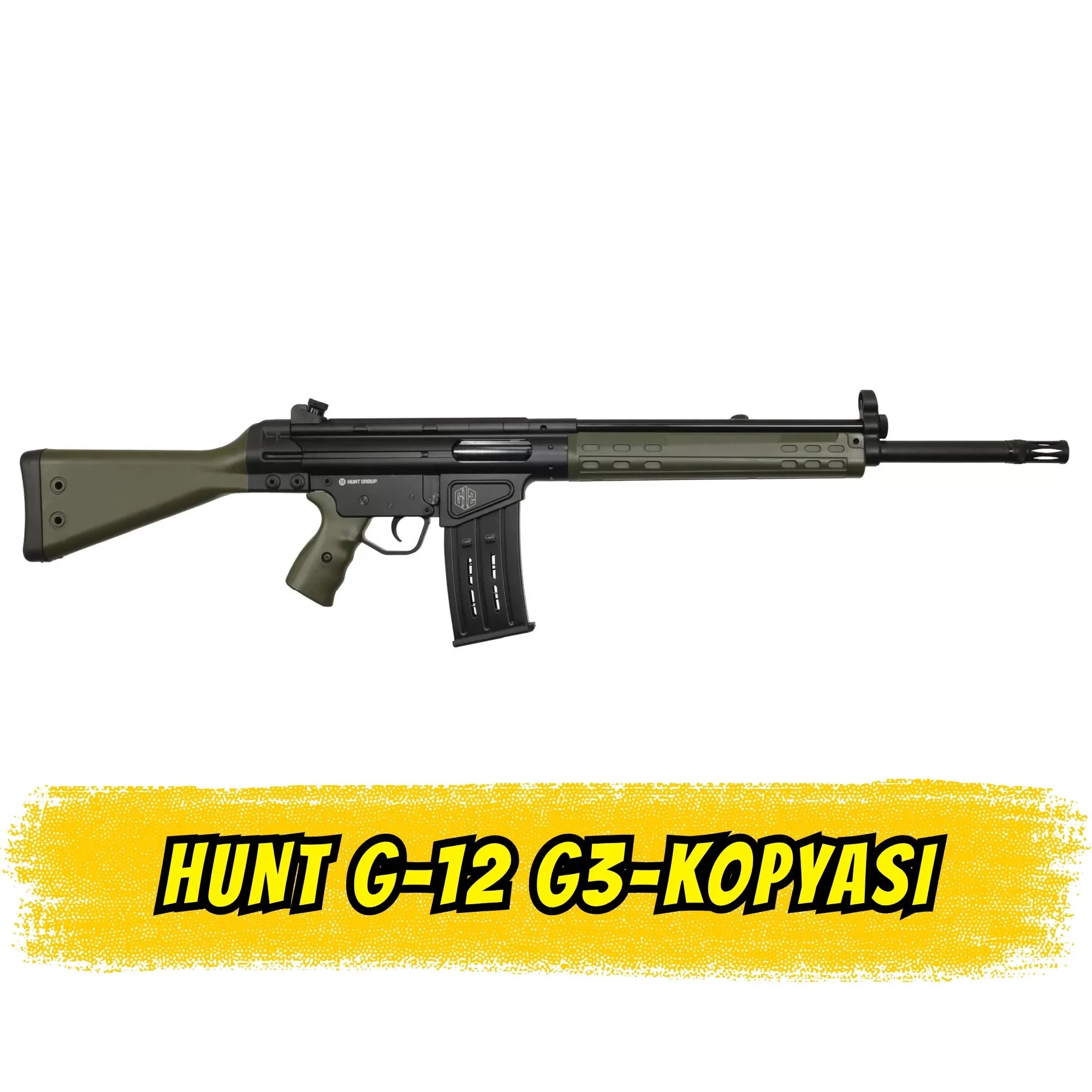 Hunt Group G12-S Şarjörlü Av Tüfeği G3 Tipi Piyade Tüfeği Klonu Yeşil Polimer (12 GA - 51 cm Namlu)