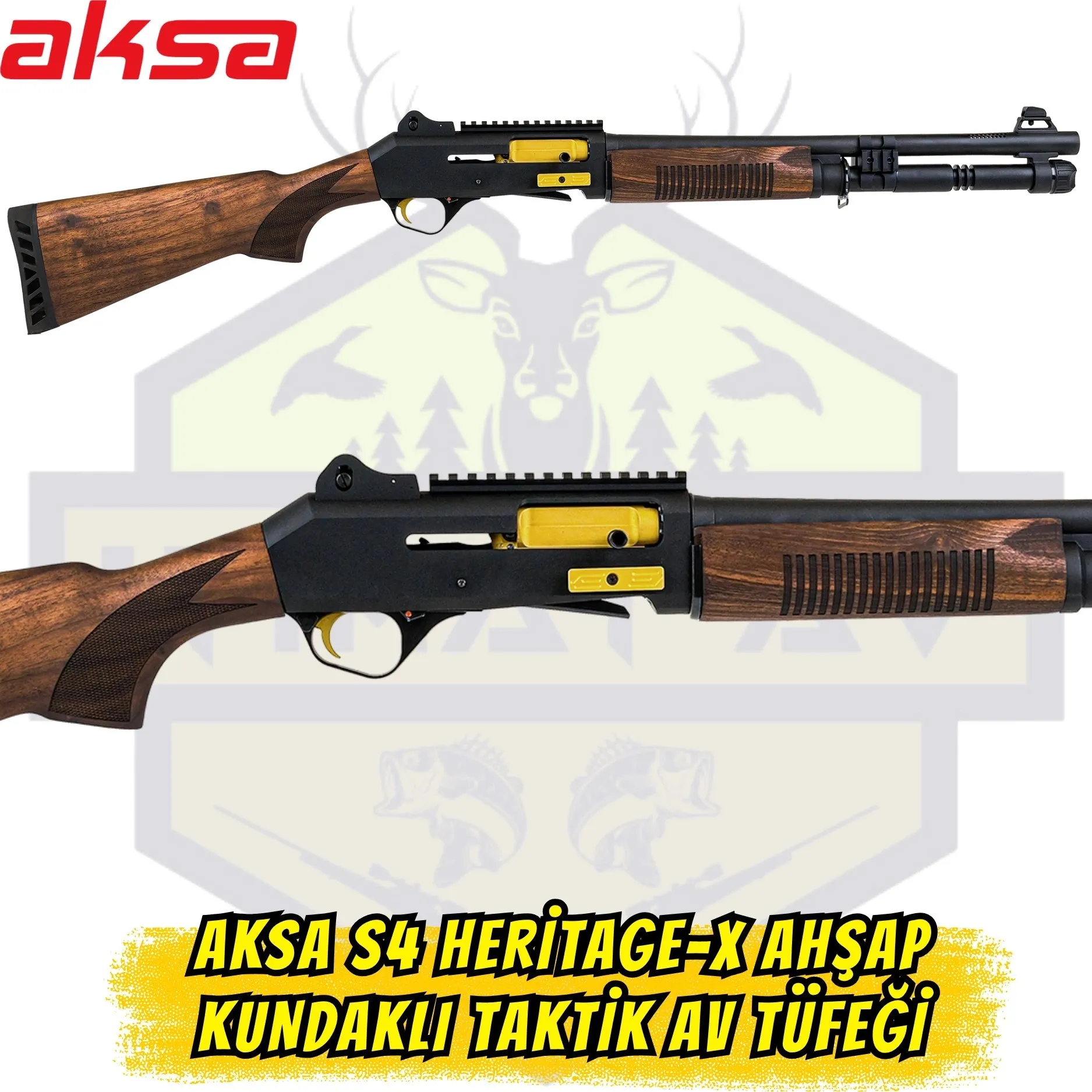 Aksa S4 Heritage-X Ahşap Kundaklı Taktik Av Tüfeği - 12 Kalibre (Premium Ceviz)