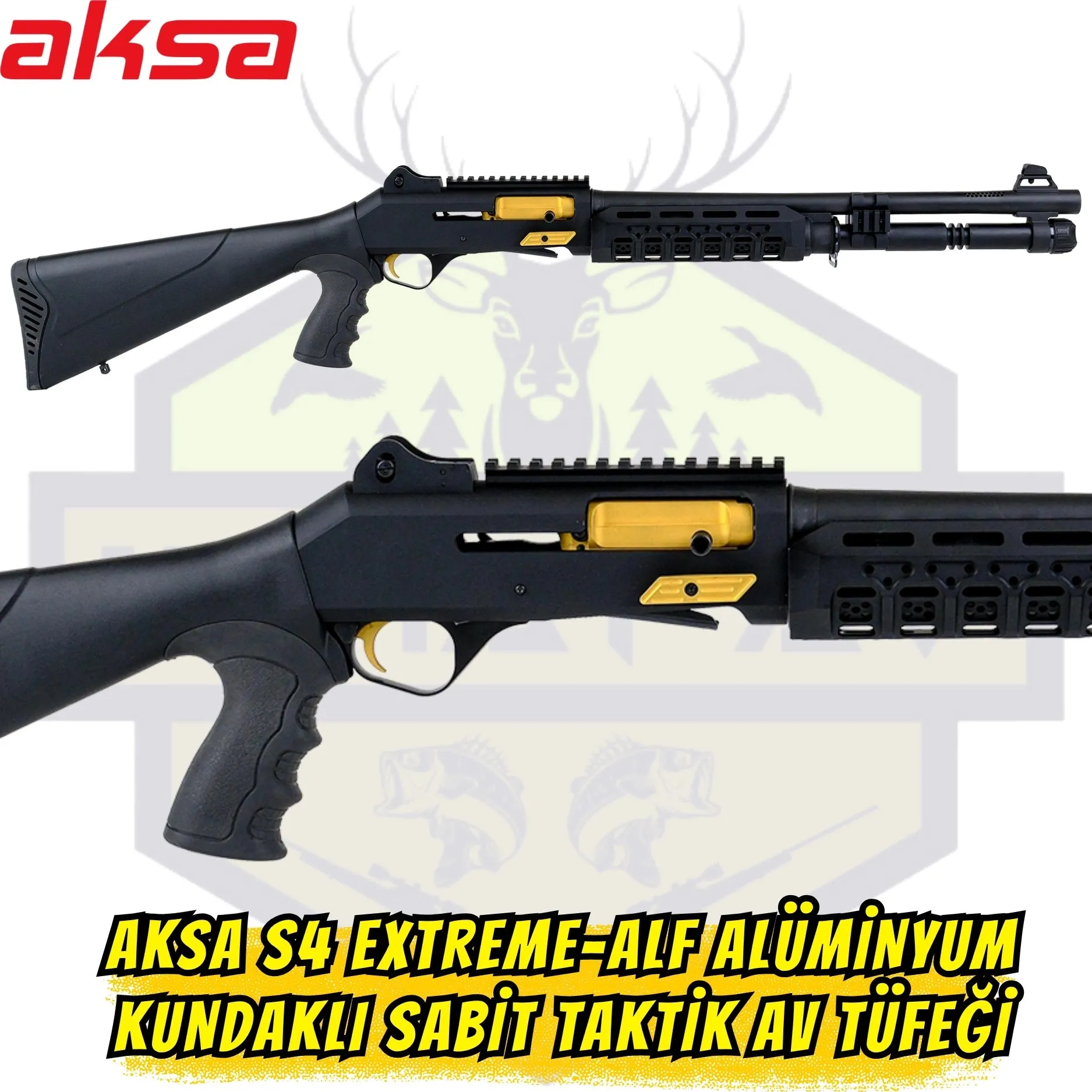Aksa S4 Extreme-ALF Alüminyum Kundaklı Sabit Dipçikli Av Tüfeği - 12 Kalibre (Mat Siyah)