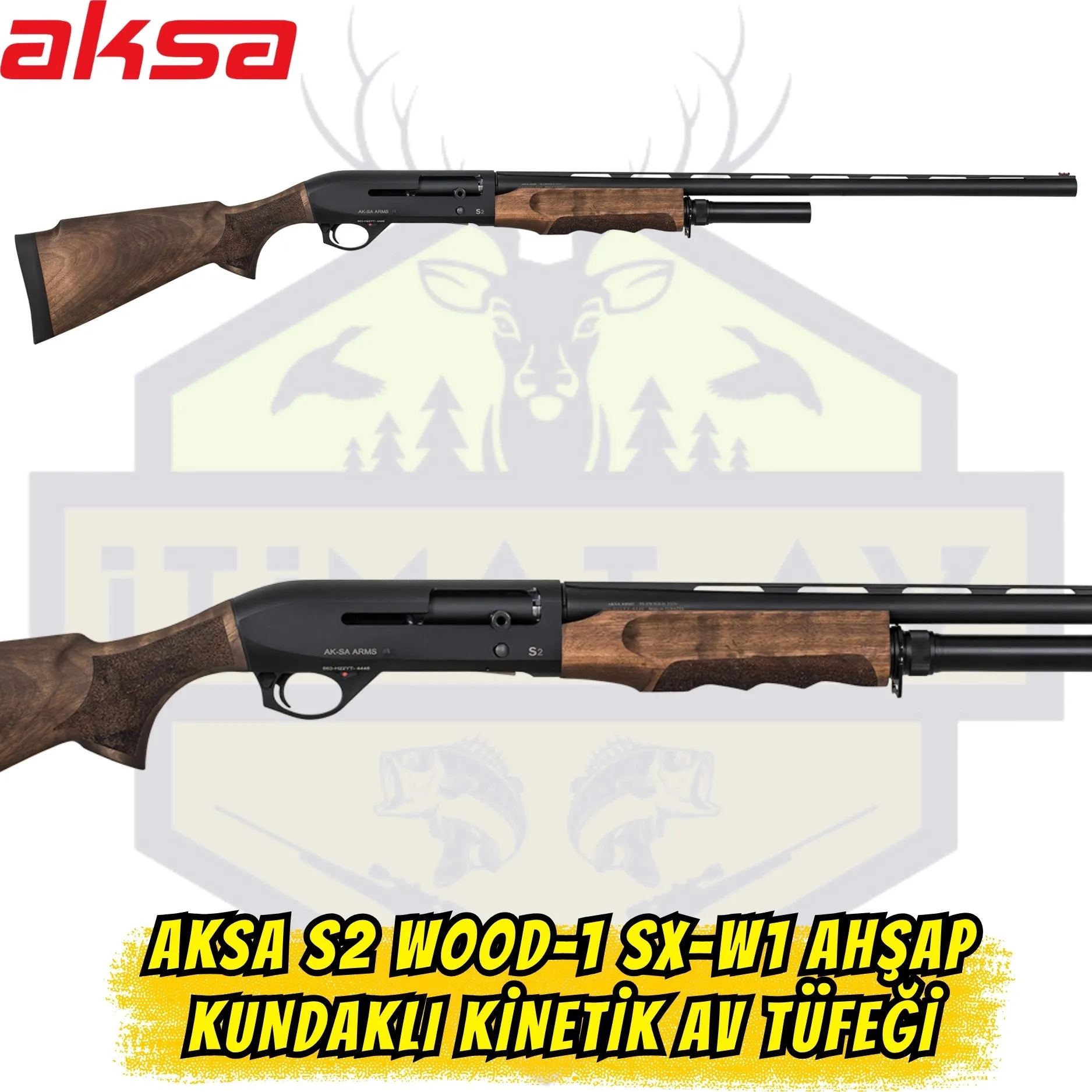 Aksa S2 Wood-1 SX-W1 Ahşap Kundaklı Kinetik Av Tüfeği - 12 Kalibre