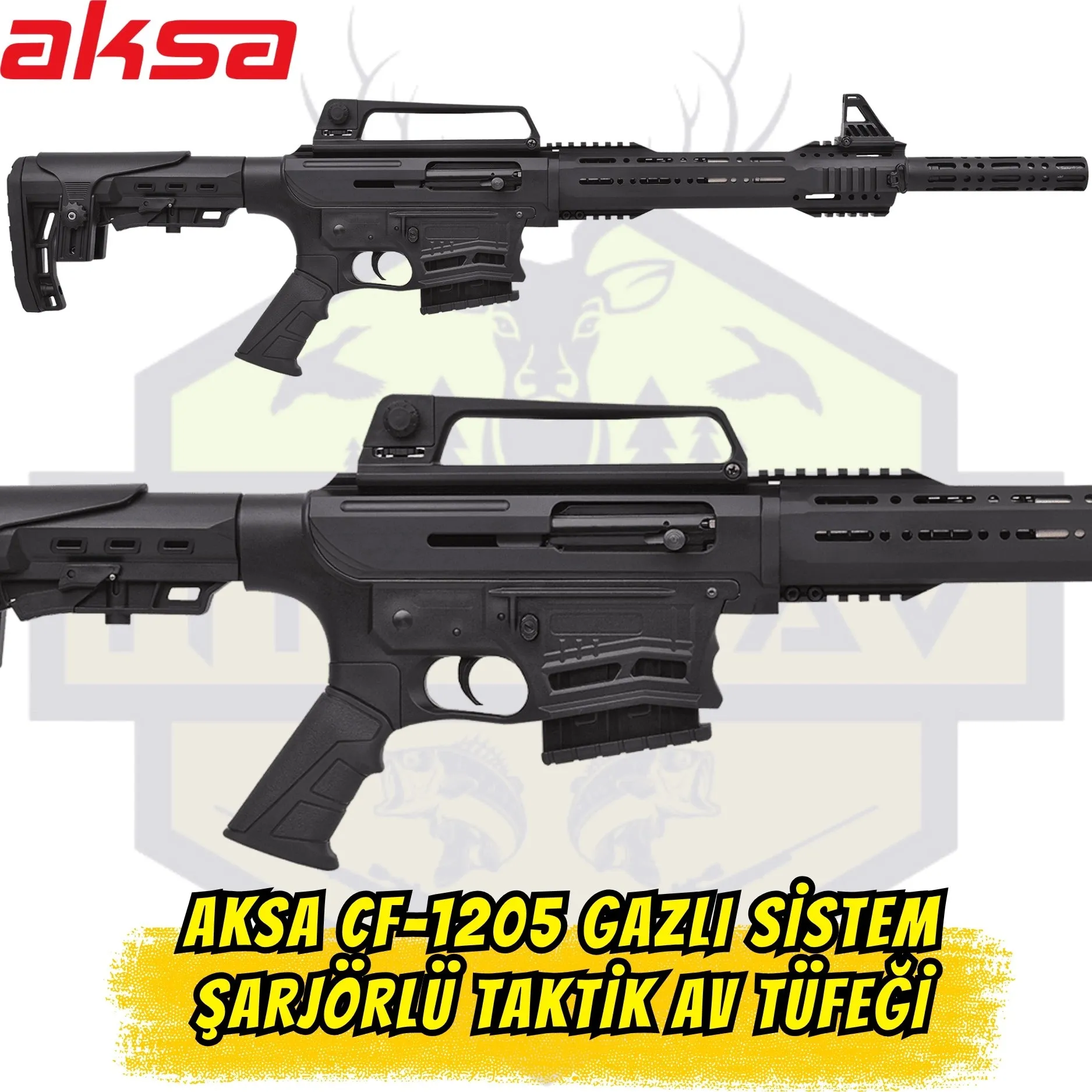 Aksa CF-1205 Gazlı Sistem Şarjörlü Taktik Av Tüfeği - 12 Kalibre Siyah