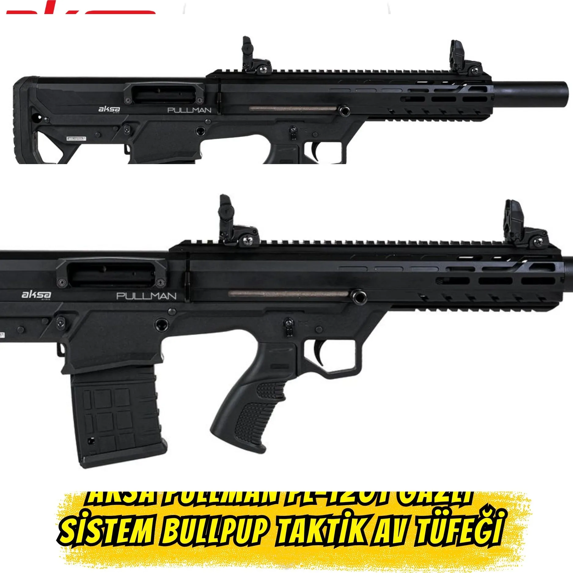 Aksa Pullman PL-1201 Gazlı Sistem Bullpup Şarjörlü Taktik Av Tüfeği (Mat Siyah)