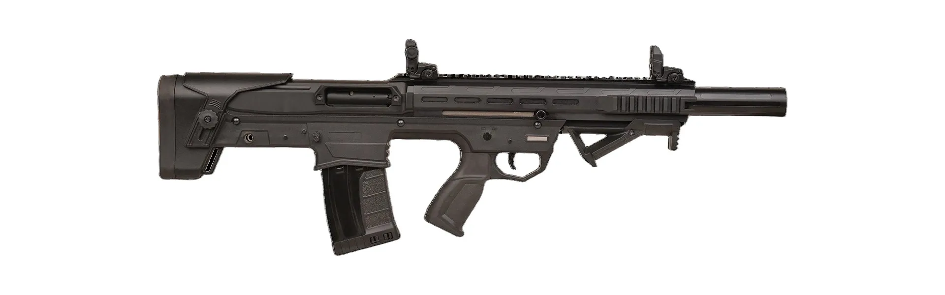 Ferman Brasi-001 Bullpup Şarjörlü Pompalı & Yarı Otomatik Av Tüfeği (12 Kalibre - Çift Sistem - Mat Siyah)