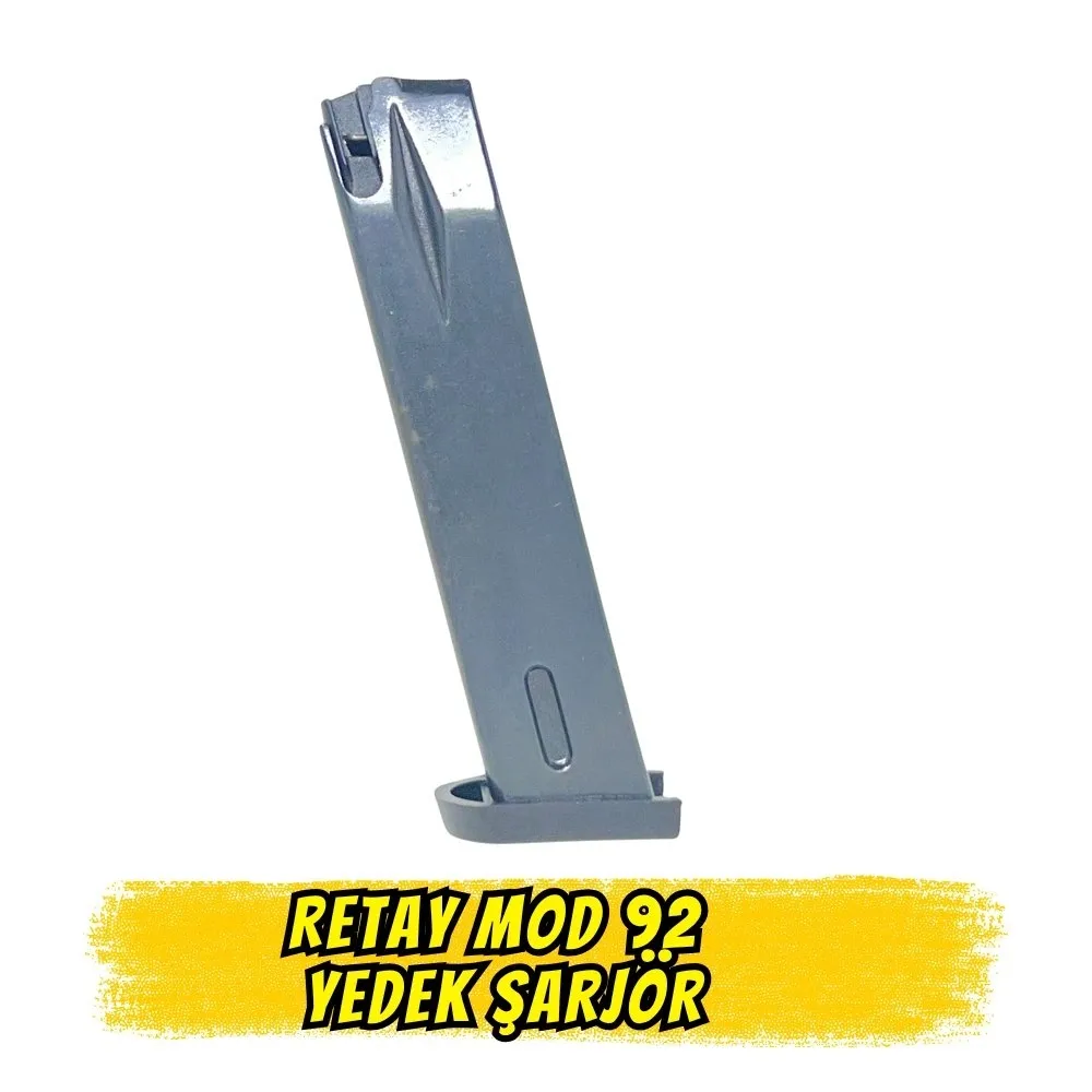 Retay MOD 92 Kurusıkı Tabanca Yedek Şarjörü (9mm P.A.K. - 15+1 Kapasiteli / Orijinal)