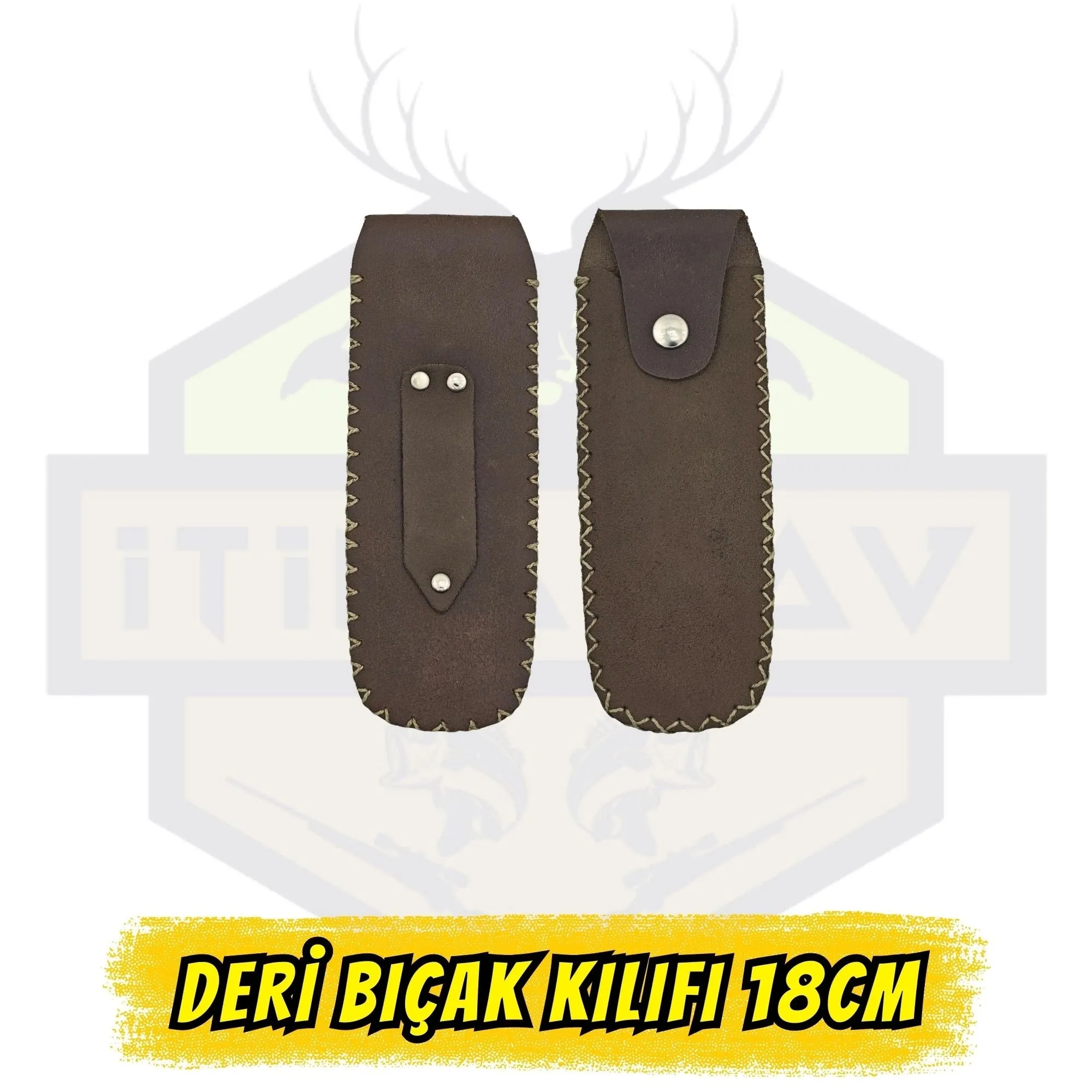 El Yapımı Hakiki Deri Bıçak Kılıfı - Kahverengi (18cm x 7cm) - Yüksek Mukavemetli Avcı Serisi