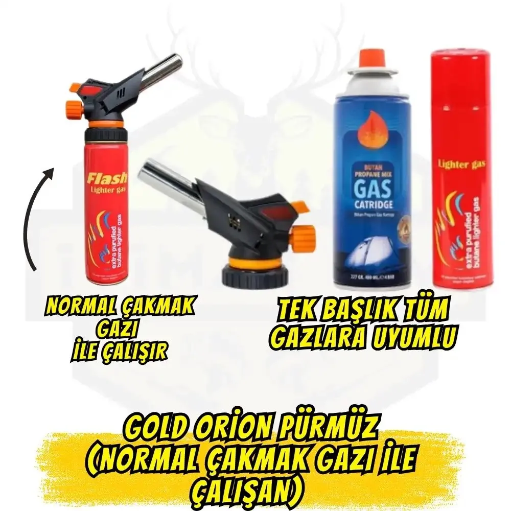 GOLD ORION OR-509C Profesyonel Pürmüz Çakmak - Normal Çakmak Gazı ile Çalışan Pratik Kamp ve Atölye Pürmüzü