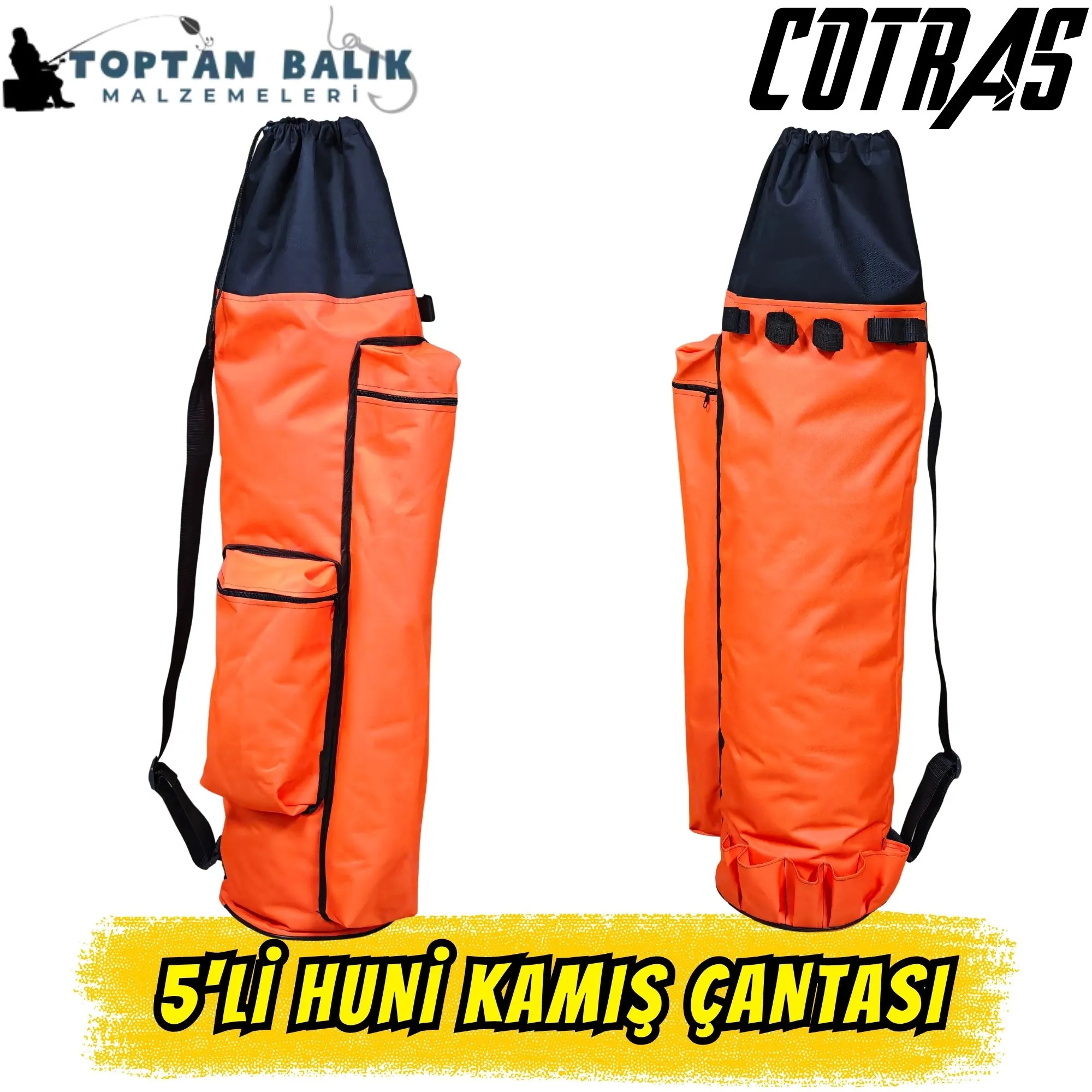Cotras 5’li Boru Tipi Kamış Taşıma Çantası – Turuncu & Siyah