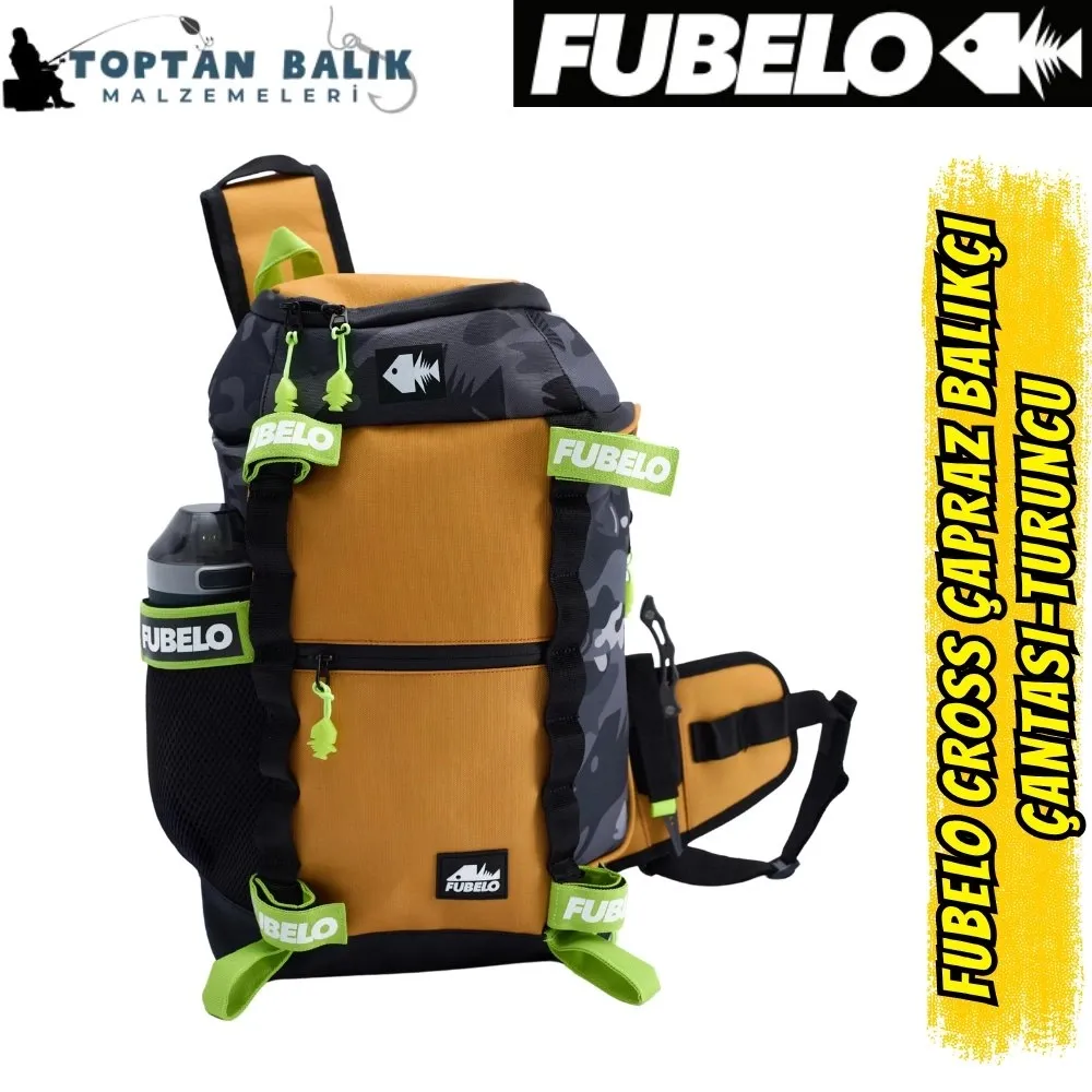 Fubelo Cross Kamış Tutuculu Çapraz Balıkçı Omuz Çantası - Turuncu 10L