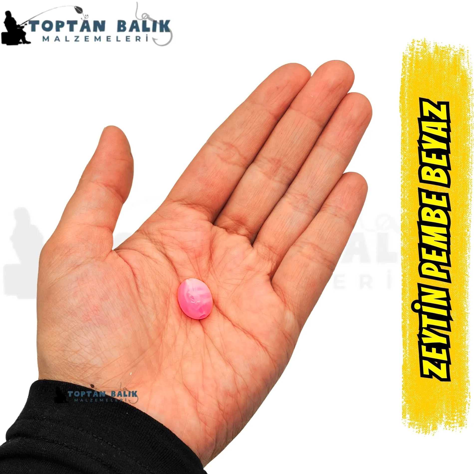 Zeytin Formunda Pembe-Beyaz Sazan Balık Boncuğu 15 x 11.5 mm (İç Çap: 3 mm) - 500 Gr Paket