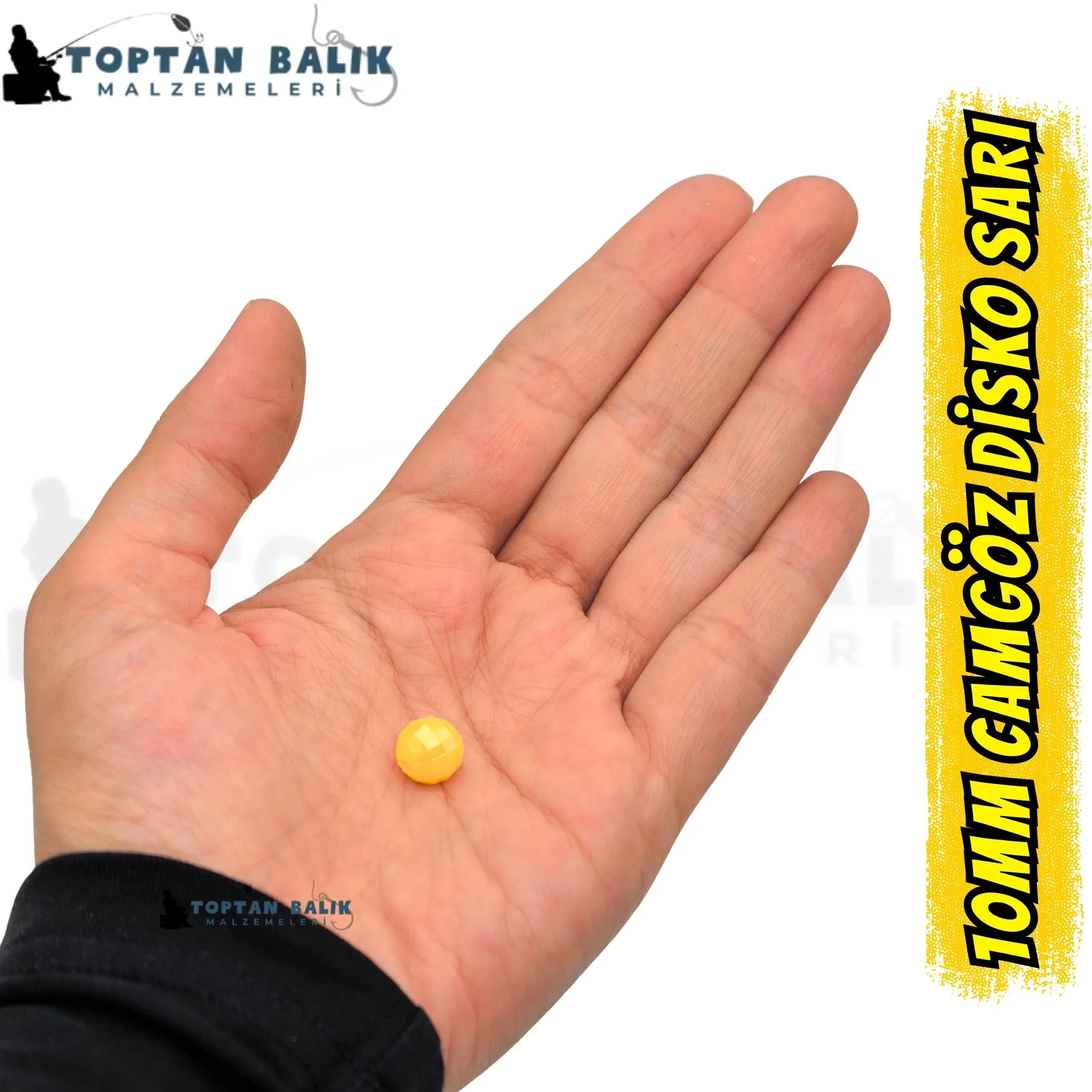 İthal Camgöz Disko Sarı Sazan Balık Boncuğu 10 mm (İç Çap: 2.5 mm) - 500 Gr Paket