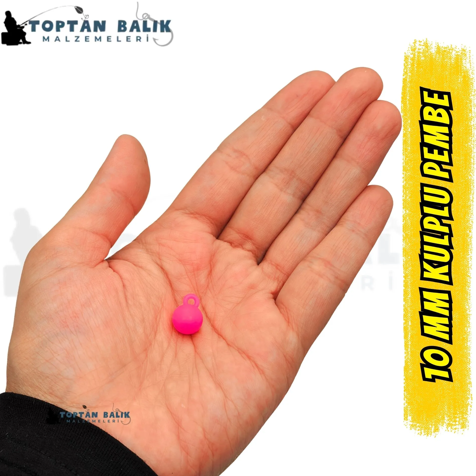 Kulplu Pembe Sazan Balık Boncuğu 10 mm (Kulp / İç Çap: 2 mm) - 500 Gr Paket