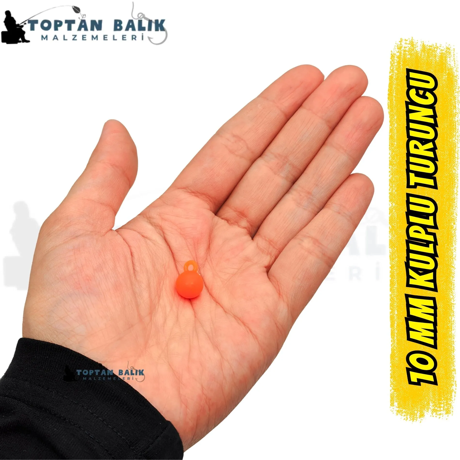 Kulplu Turuncu Sazan Balık Boncuğu 10 mm (Kulp / İç Çap: 2 mm) - 500 Gr Paket