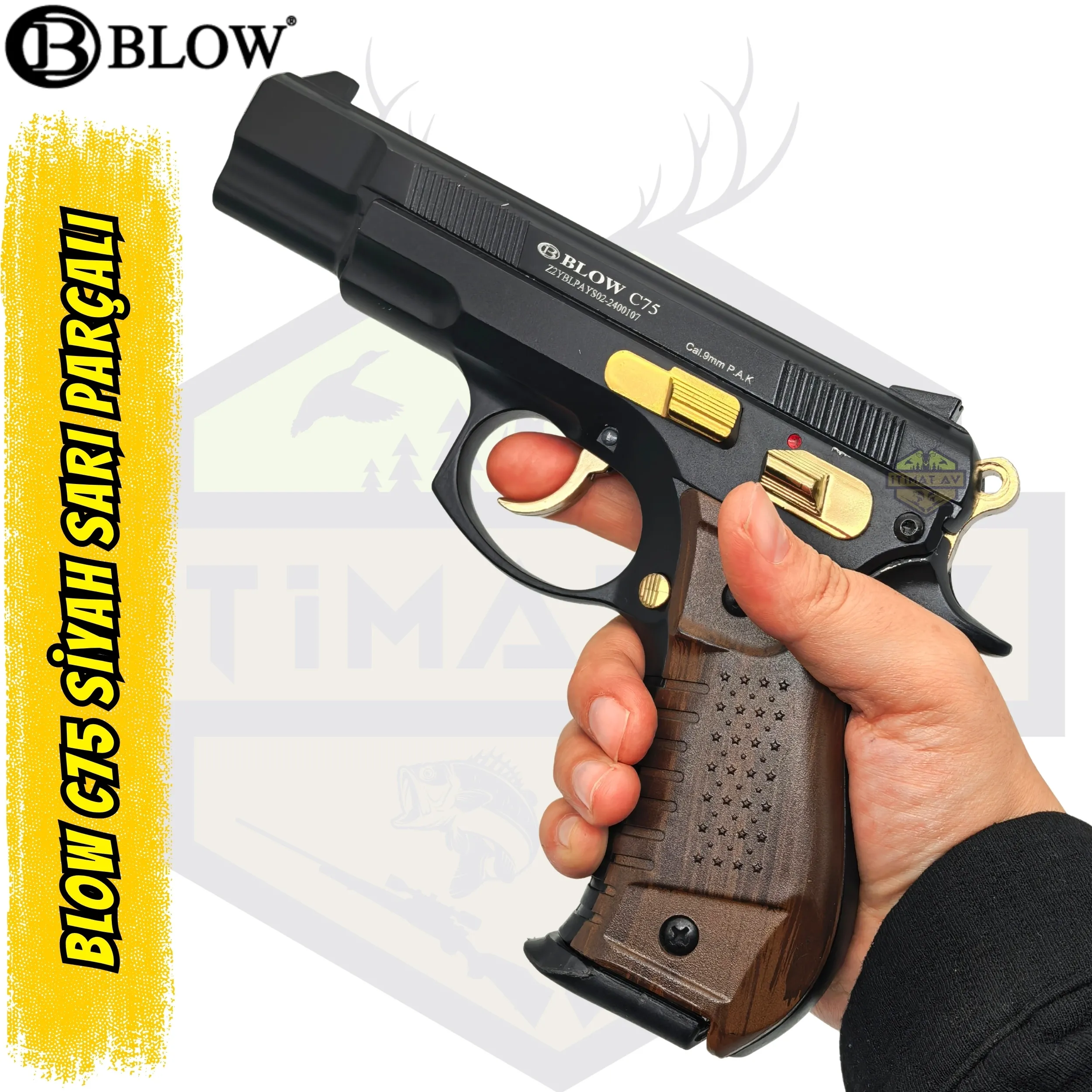 Blow C75 Kurusıkı Ses Tabancası Siyah Sarı Parçalı