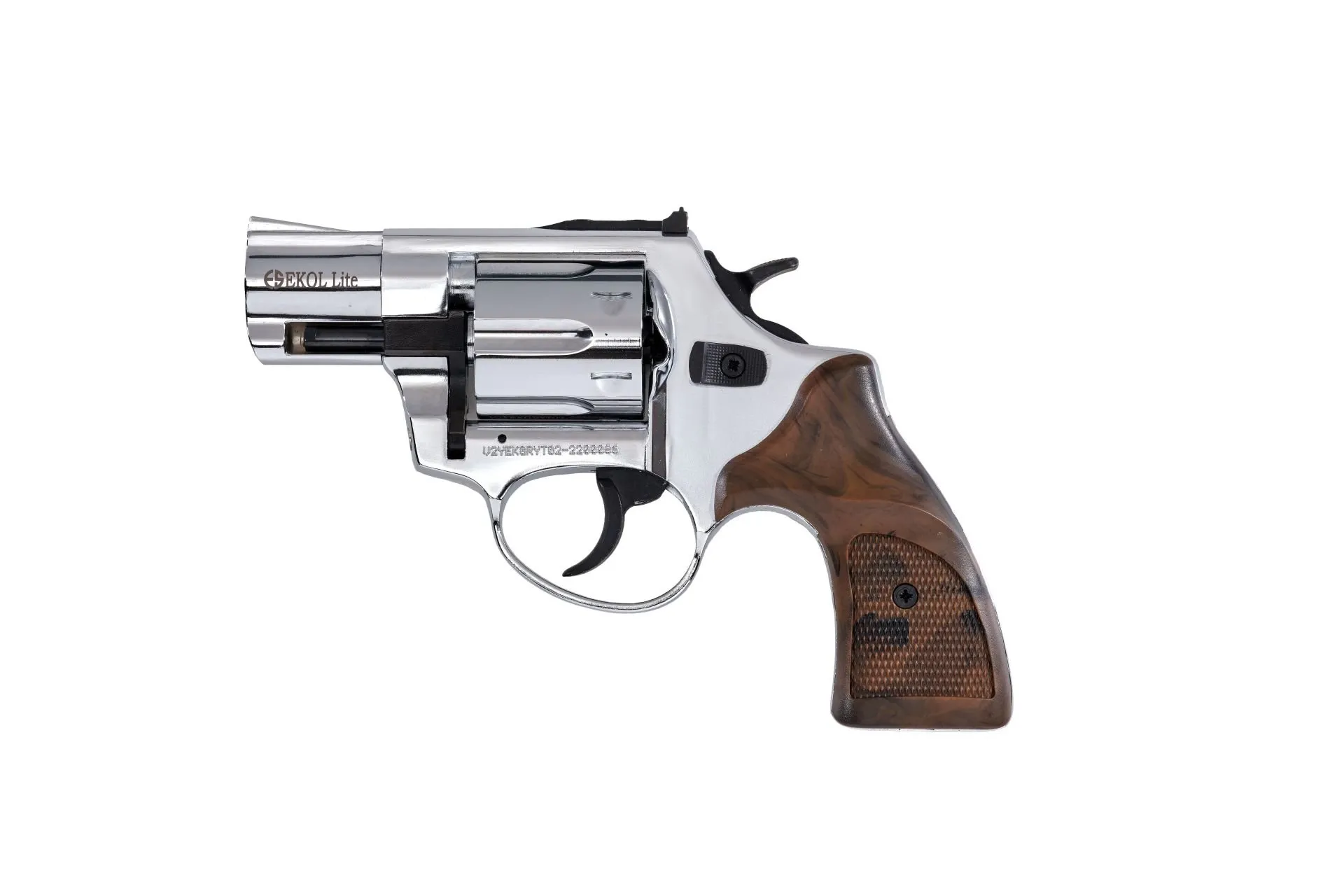 Ekol Lite Kurusıkı Ses Tabancası Parlak Krom (9 mm - Revolver Toplu Tabanca - 696 g - 6 Fişek Kapasiteli)