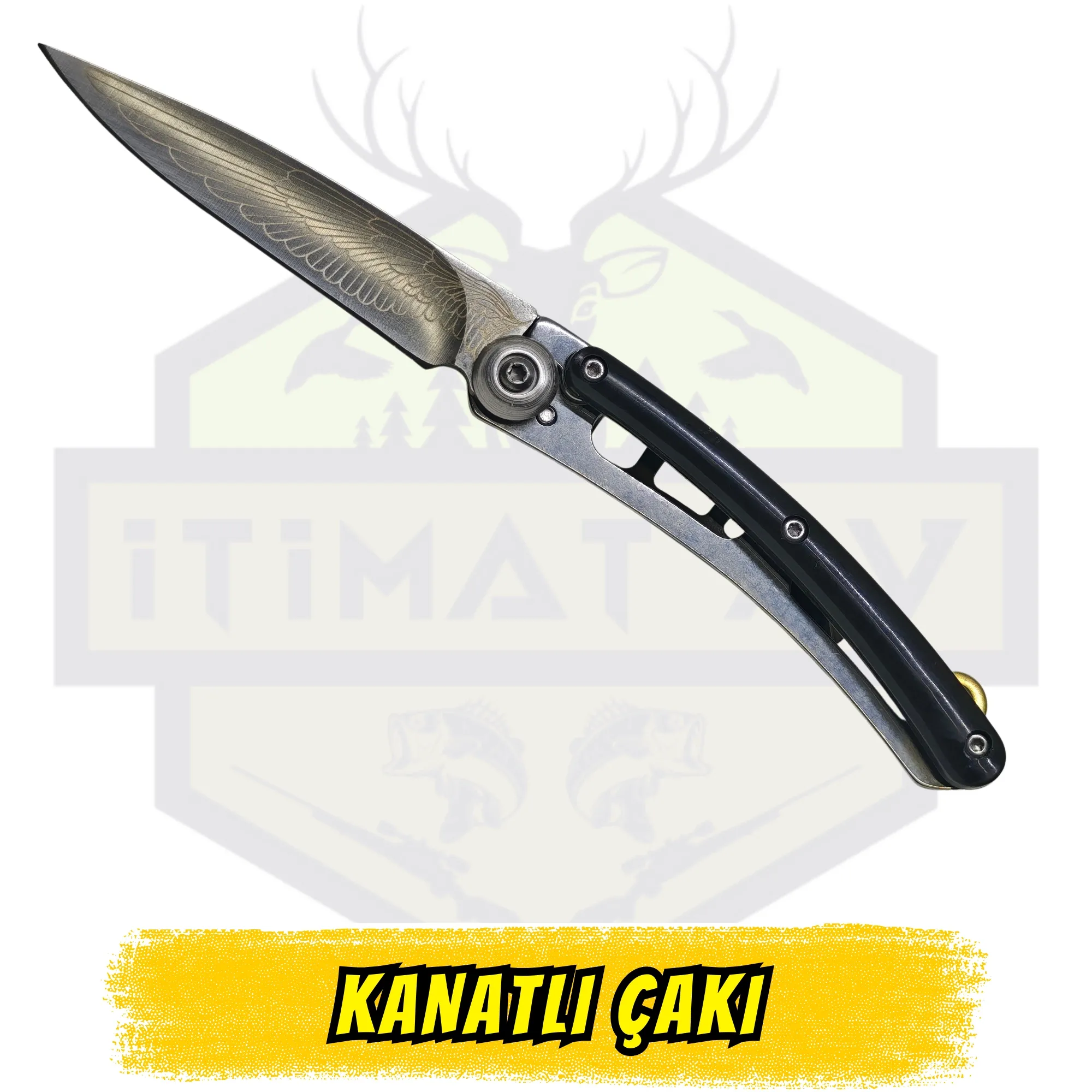 Kanat Figürlü Bıçak Katlanır Çakı - Açık Uzunluk 16.5 cm Kapalı 9 cm