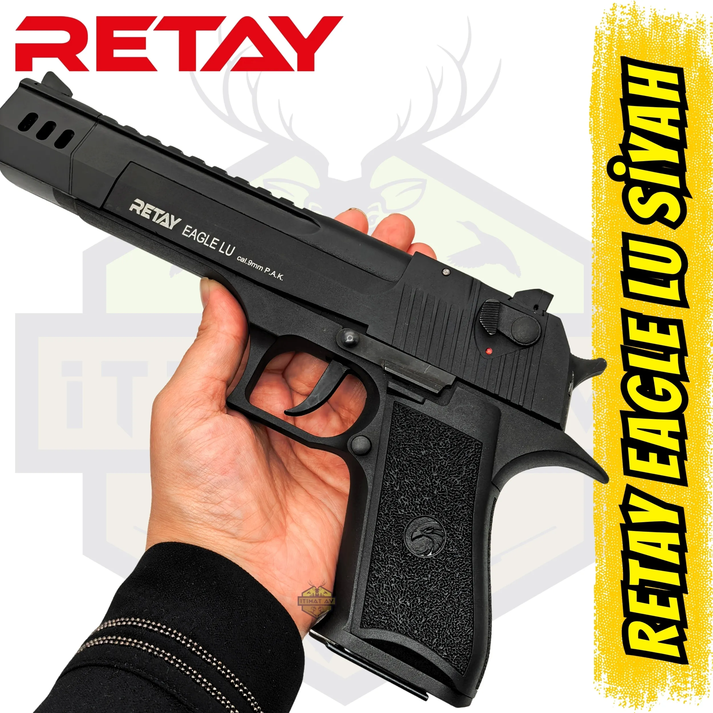 Retay Eagle LU Kurusıkı Ses Tabancası (9 mm P.A.K. - Mat Siyah - Desert Eagle Tipi)