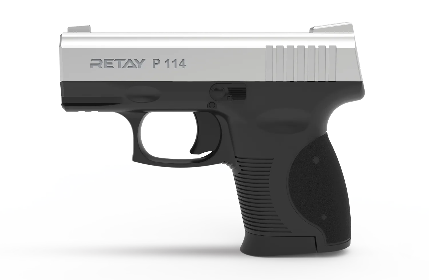 Retay P114 Kurusıkı Ses Tabancası (9 mm P.A.K. - Parlak Krom - Mikro Cep Tipi)