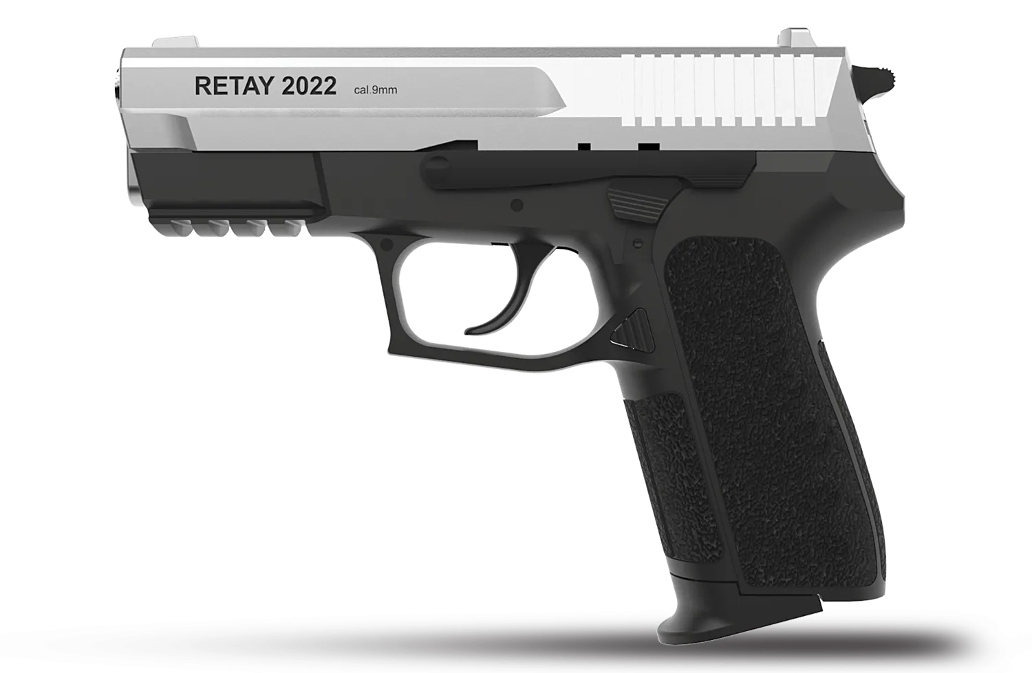 Retay S2022 Kurusıkı Ses Tabancası (9 mm P.A.K. - Parlak Krom - Sig Sauer Tipi)