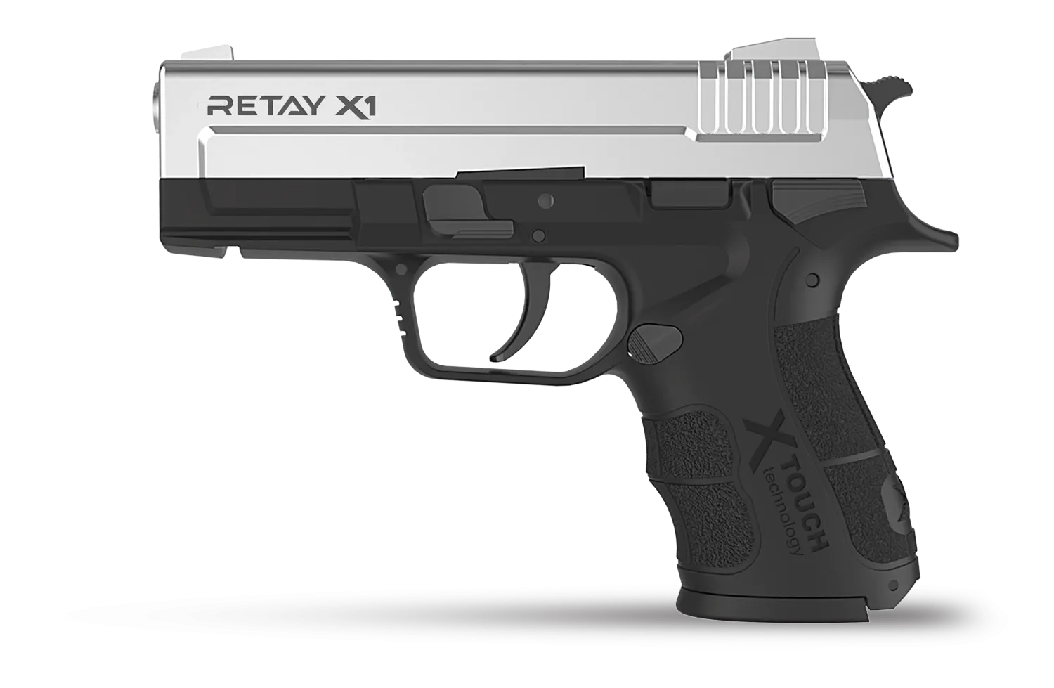 Retay X1 Kurusıkı Ses Tabancası (9 mm P.A.K. - Parlak Krom - 14+1 Şarjörlü)