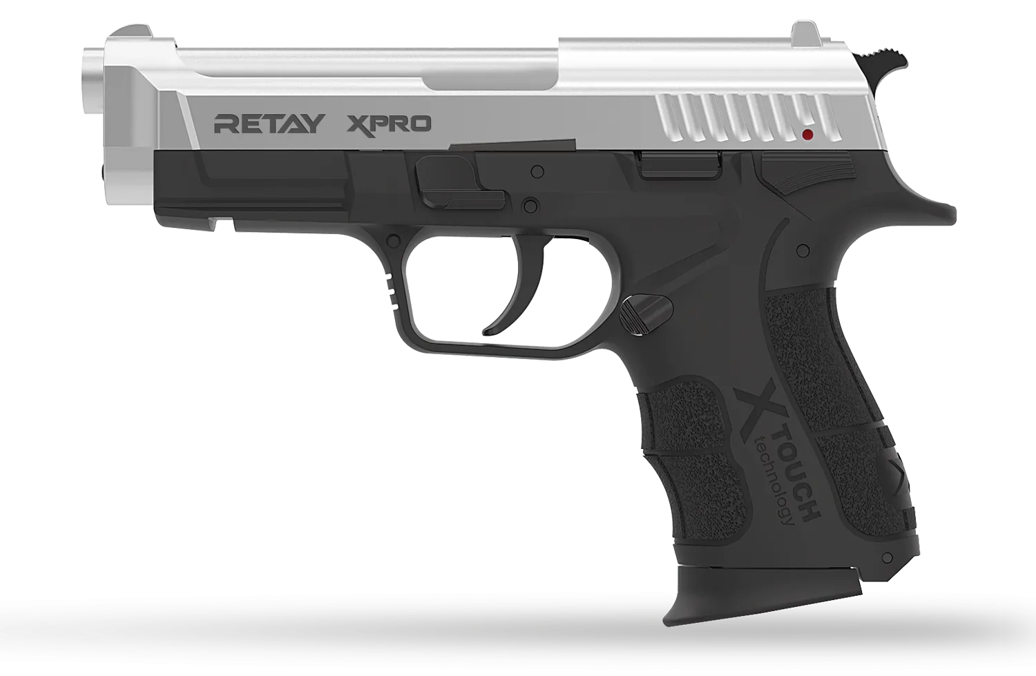 Retay XPRO Kurusıkı Ses Tabancası (9 mm P.A.K. - Parlak Krom - 14+1 Şarjörlü)