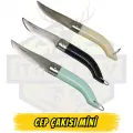 Ufak Ekonomik Çakı Siyah Beyaz Mavi Polimer Sap - Açık Uzunluk 11.6 cm Kapalı 6.5 cm